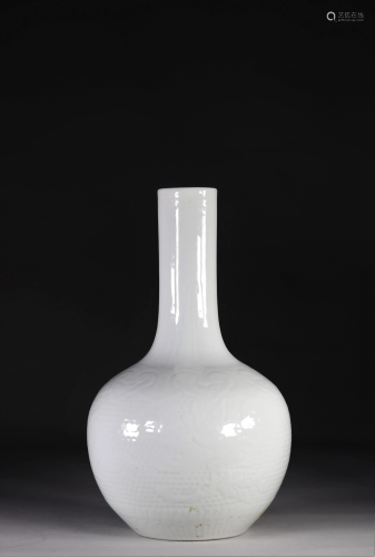 Porcelain bottle vase with incised pomegranate