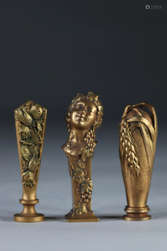 Art Nouveau bronze seals (set of 3)
