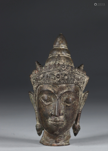 Asia bronze buddha head Qing period