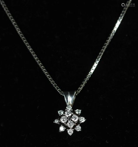 Necklace and pendant in white gold (18k) pendant