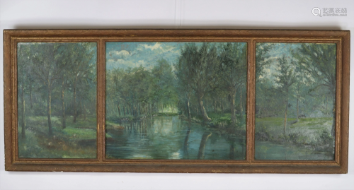 Jef Verhoeven oil on wood in triptych 