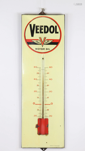 VEEDOL Motor Oil enamel thermometer 1954