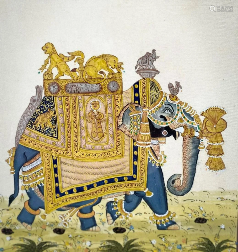 India painting on paper representing a sacred elephant