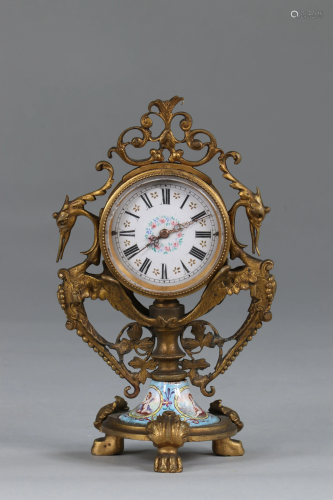 Clock in bronze and enamel probably Viennese 19th