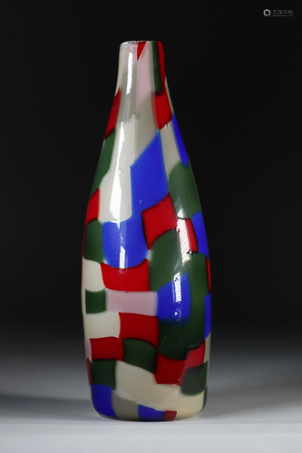 Murano Venini (att) Blown vase decorated with colored