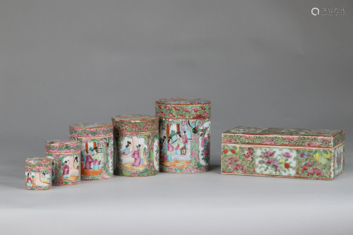 China set of 6 Canton porcelain pots