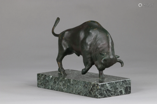 Bronze bull, marble base 1920-1930