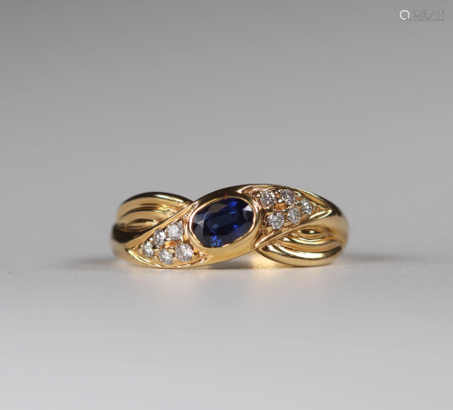Ring in gold (18k) brilliant cut diamonds (0.12 ct),