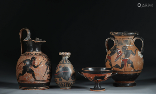 Lot of 4 Greek vases 