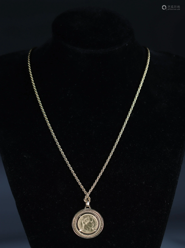 Necklace and pendant in yellow gold (18k) 33.7gr
