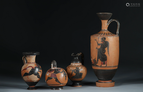 Lot of 4 Greek vases 