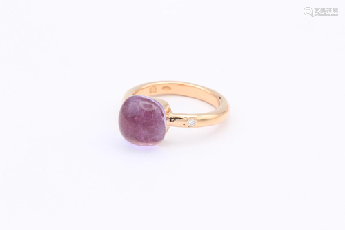 Bigli ring in 18K pink gold set with a ruby â€‹â€‹under