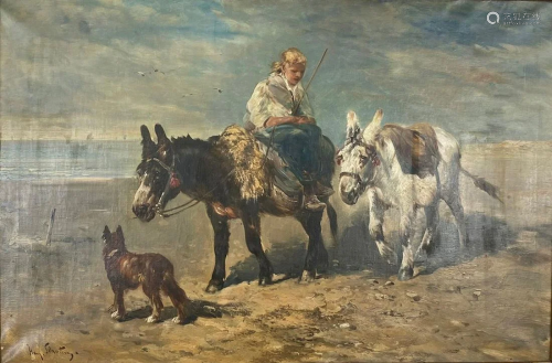 Henry SCHOUTEN (1857 / 64-1927) Imposing oil on canvas