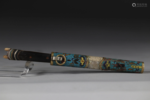 Japanese chopsticks and knife with cloisonne and
