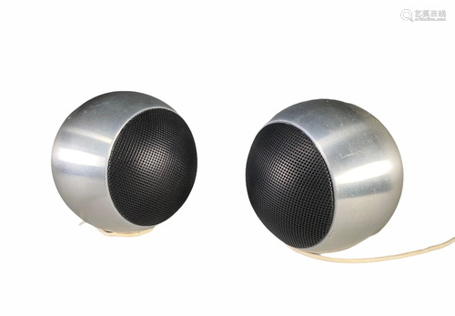 Pair of brushed aluminum hanging baffles.