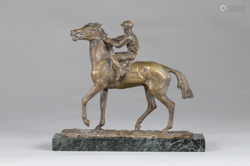 Rene PARIS (1881-1970) Jockey on his horse