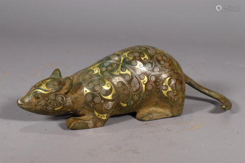 Gold and Silver Inlaid Bronze Mouse
