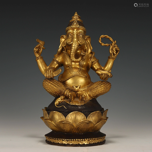 Bronze Gilt Seated Ganesh