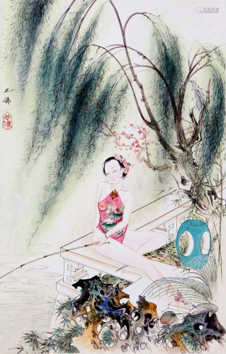 A Chinese Scroll Painting By Hu Yefo