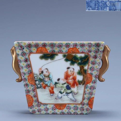 Famille Rose Boy Playing Cup Qianlong Style,Qing