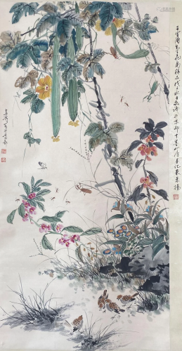 A Chinese Scroll Painting By Wang Xuetao