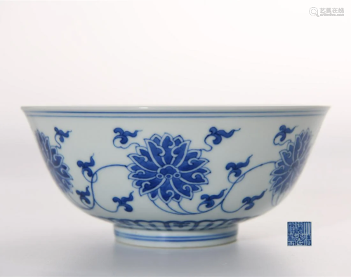 Blue and White Lotus Scrolls Daoguang Mark