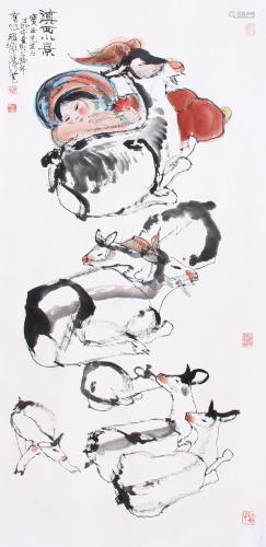 A Chinese Scroll Painting By Cheng Shifa