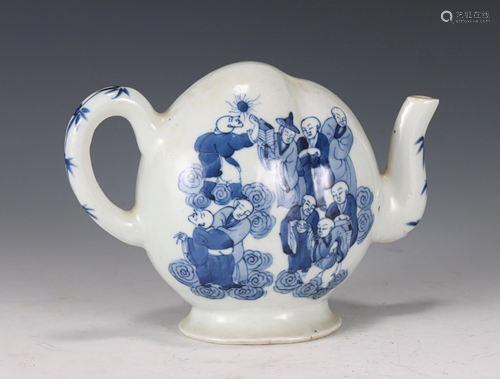 Blue and White Eighteen Arhats Teapot