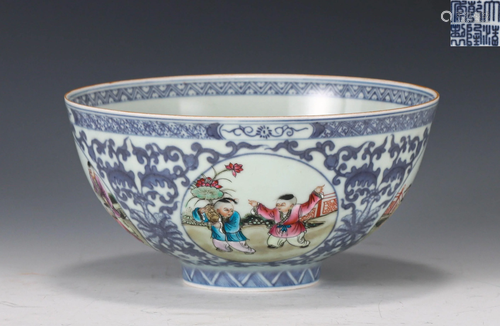 Famille Rose Figural Bowl