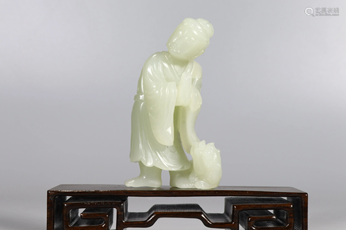 Carved White Jade Standing Figure