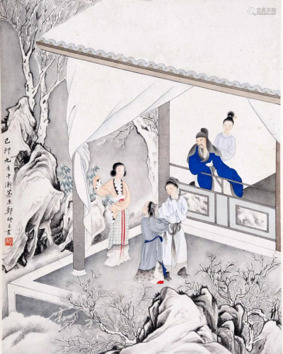 A Chinese Scroll Painting By Zheng Mukang