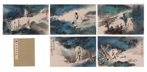TEN PAGES OF CHINESE PAINTING FIGURE STORY