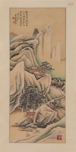 A CHINESE PAINTING MOUNTAINS LANDSCAPE