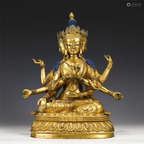 A CHINESE GILT BRONZE FIGURE OF BUDDHA