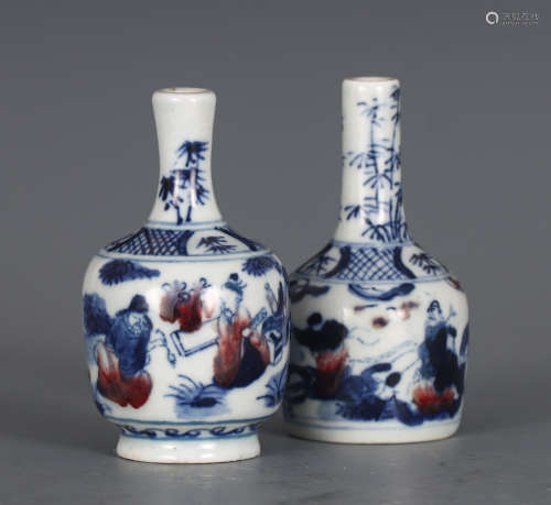 A GROUP OF CHINESE BLUE AND WHITE RED UNDERGLAZED PORCELAIN ...