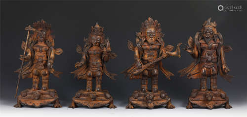 A SET OF FOUR CHINESE BRONZE FIGURE OF BUDDHA