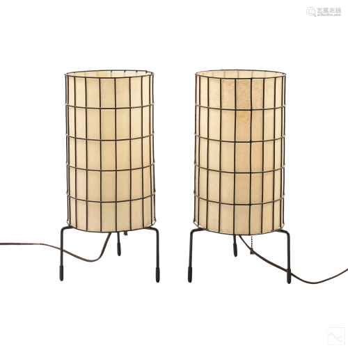 Pair Paul Mayen For Habitat Wire Cage Table Lamps