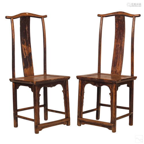 Chinese Design 19th Century Solid Wood Chair PAIR