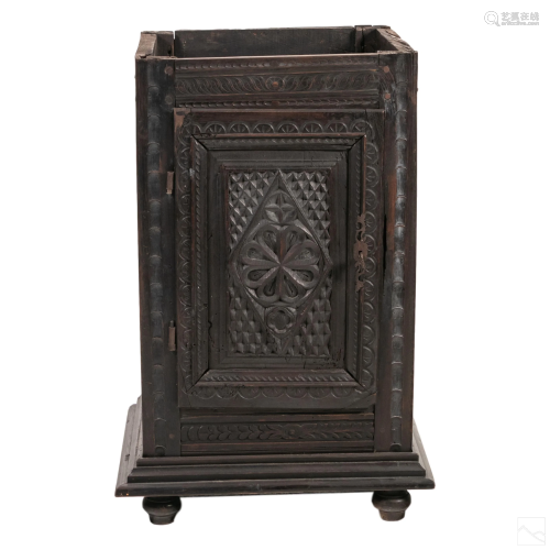 Gothic Revival Antique Carved Wood Dresser Cabinet