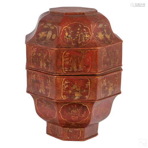 Chinese Red Lacquered Gilt Wood 14