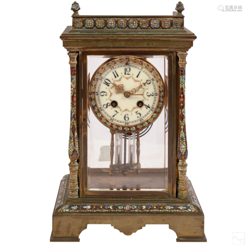 Tiffany & Co. Bronze French Champleve Enamel Clock