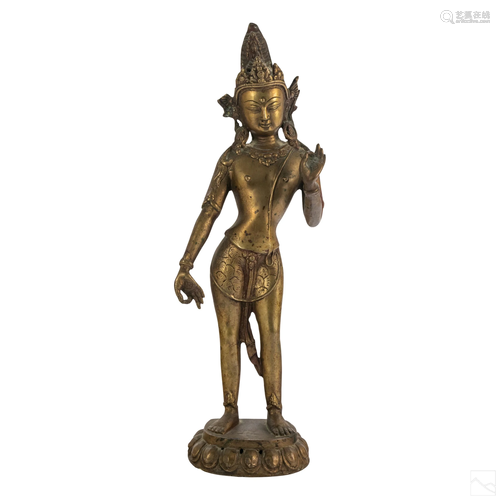 Chinese Tibetan Tara Nepal Buddha Bronze Sculpture