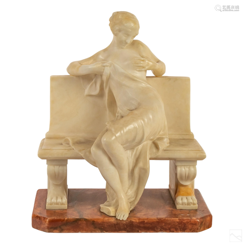 Bazar Colon Art Nouveau Semi Nude Alabaster Statue