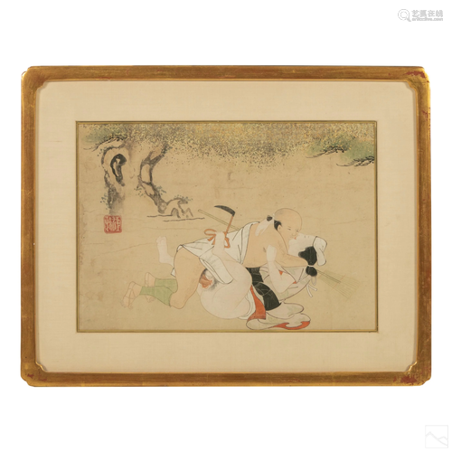 Japanese Antique Erotic Shunga Watercolor Painting