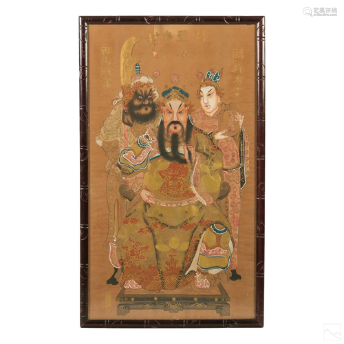 Chinese Antique Allegorical King & Wizard Painting