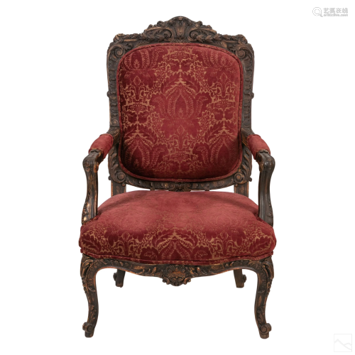 Gothic Revival Style Velvet Tapestry Throne Chair