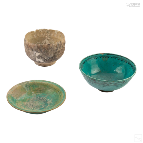 Ancient Persian Glaze Clay Pottery Bowl Collection