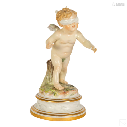 Meissen German Porcelain Blindfold Cupid Figurine