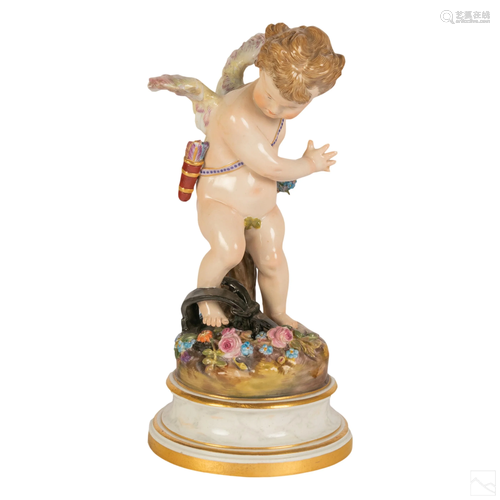 Meissen German Porcelain Cupid in a Trap Figurine