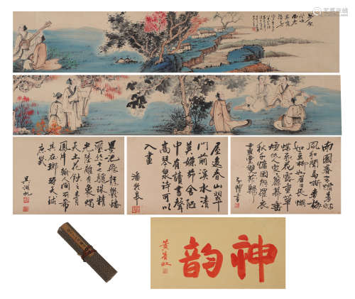 A CHINESE PAINTING FIGURE STORY AND CALLIGRAPHY